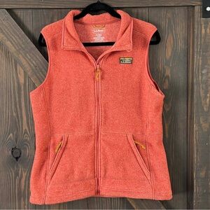 LL Bean Women's Mountain Kathadin Logo Classic Fleece Vest Field Rose Size Med